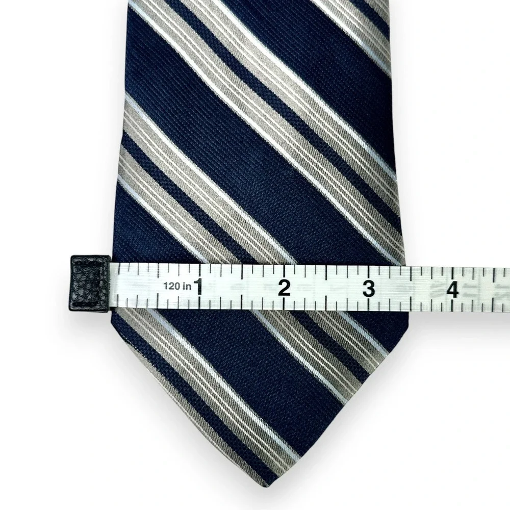 Express Mens‎ Silk Tie 62 x 3.5 LONG Navy Silver Stripe Business Tall Formal USA